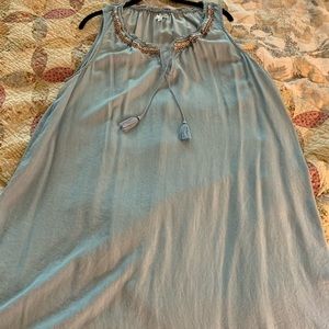 Lightweight chambray dress with embroidery